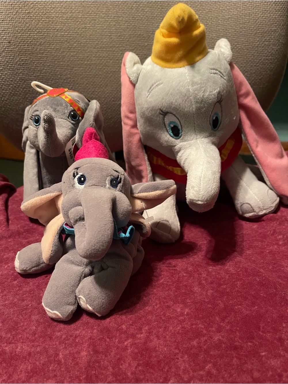 Disney Dumbo Plush Set - Gray, Pink & Yellow Elephant Trio